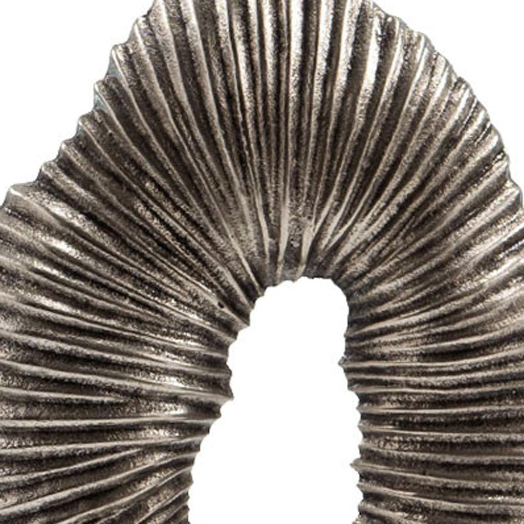 17" Silver And White Aluminum And Marble Tabletop Sculpture-3