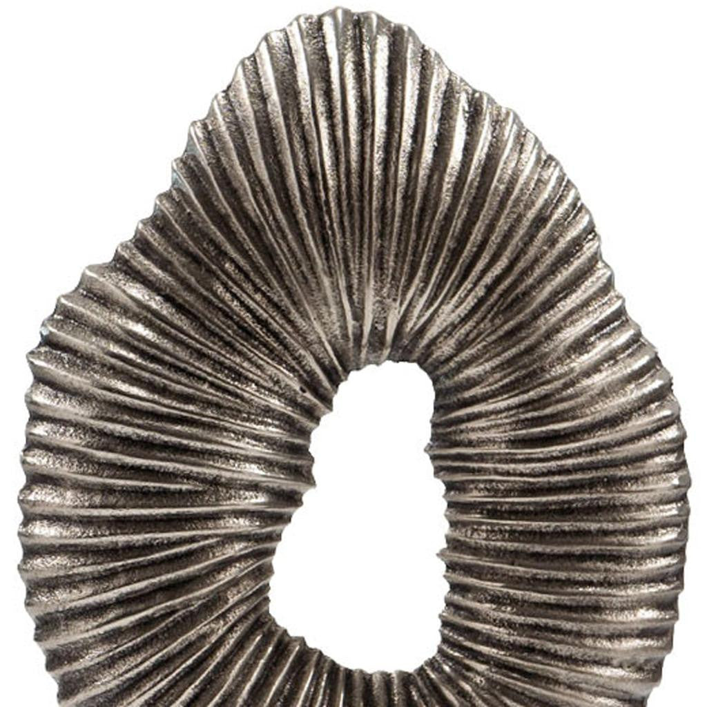 17" Silver And White Aluminum And Marble Tabletop Sculpture-4