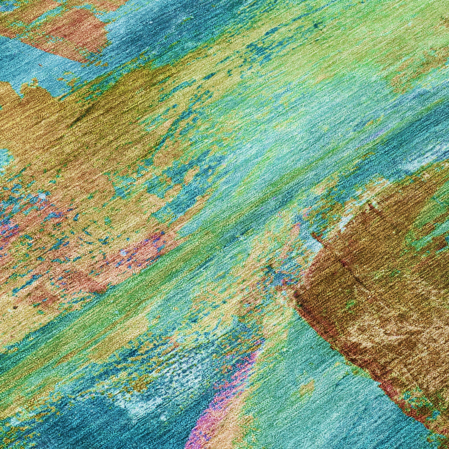 3' X 5' Teal Blue Lime Green And Blush Abstract Washable Indoor Outdoor Area Rug-3