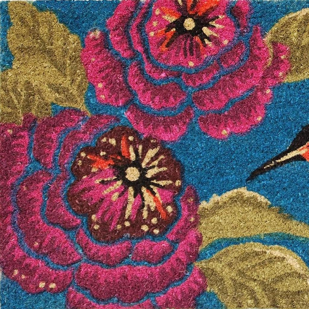 17" X 29" Blue Pink And Green Hummingbird Outdoor Coir Door Mat-3