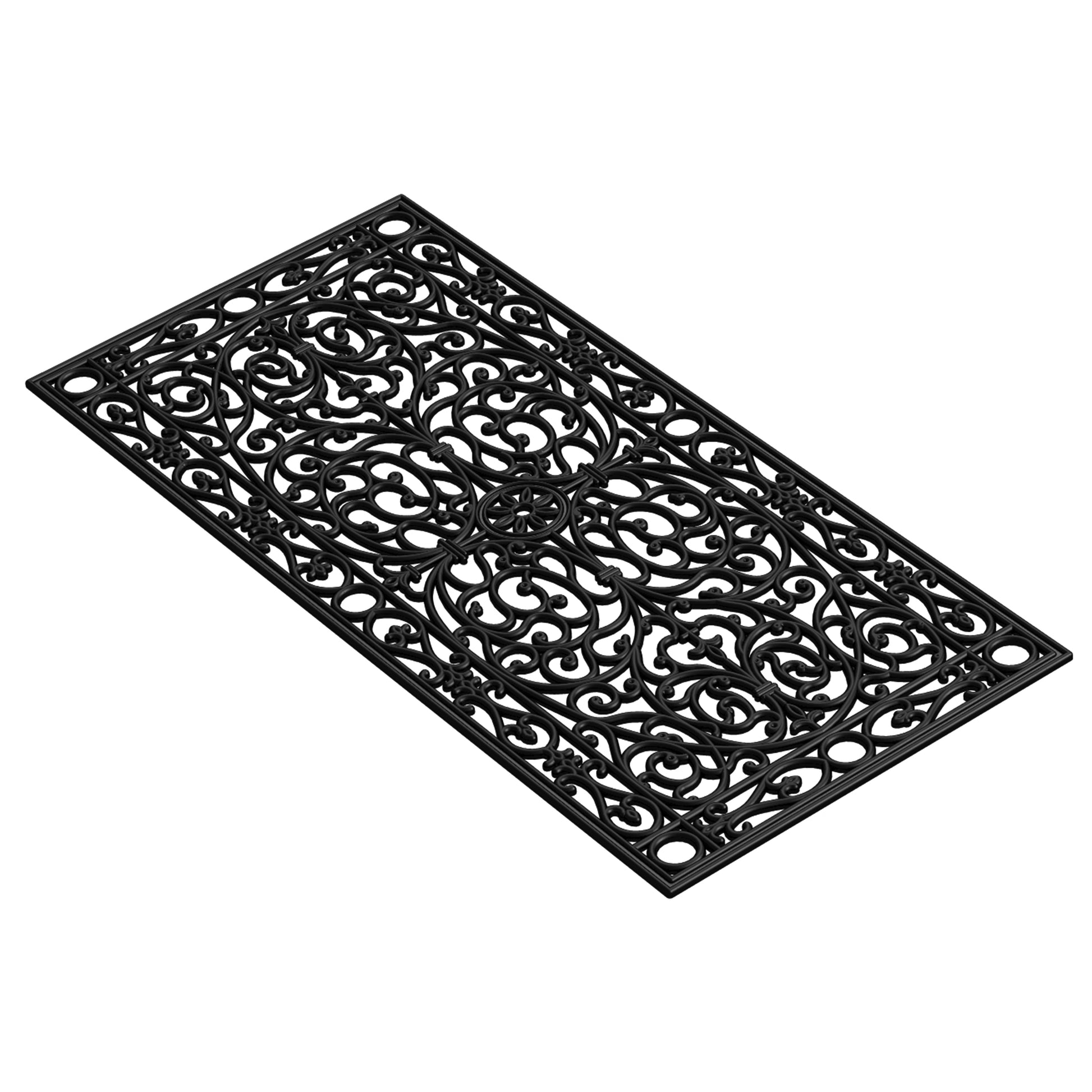22" X 48" Black Scrollwork Outdoor Rubber Door Mat-2