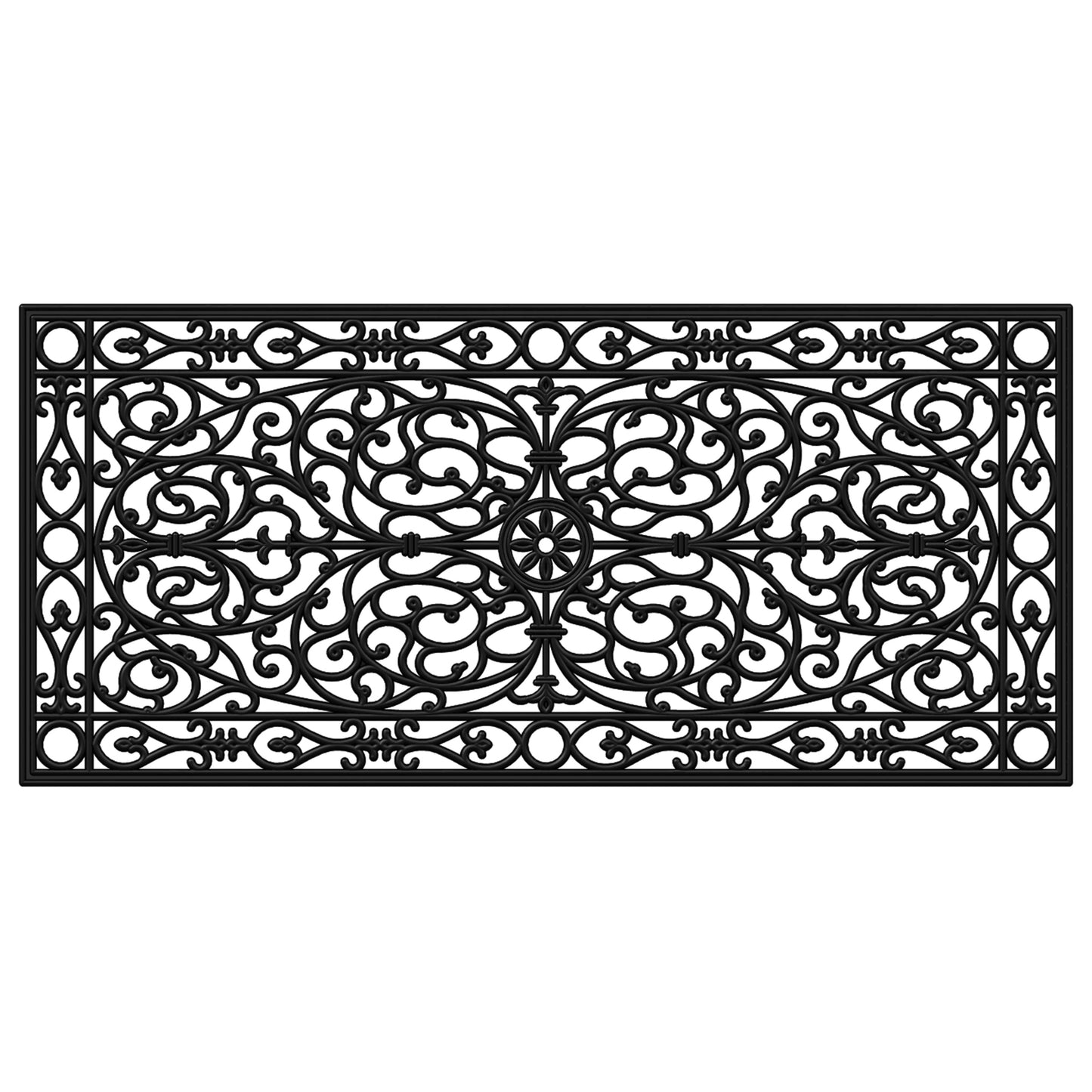 22" X 48" Black Scrollwork Outdoor Rubber Door Mat-4