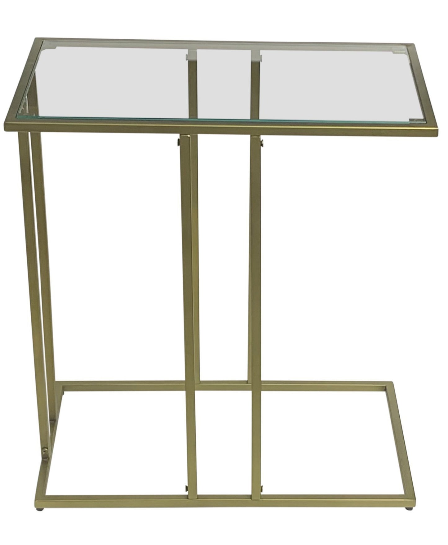 26" Clear and Antiqued Gold Glass and Iron Frame End Table-2