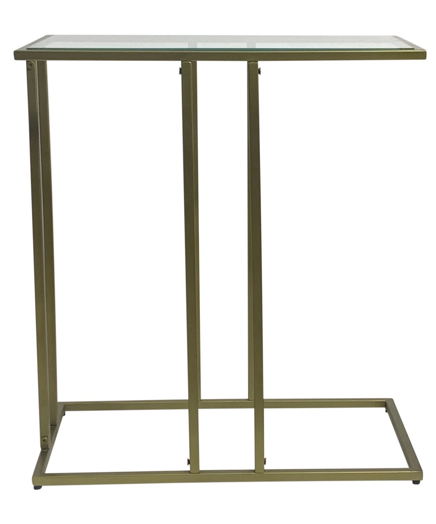 26" Clear and Antiqued Gold Glass and Iron Frame End Table-3