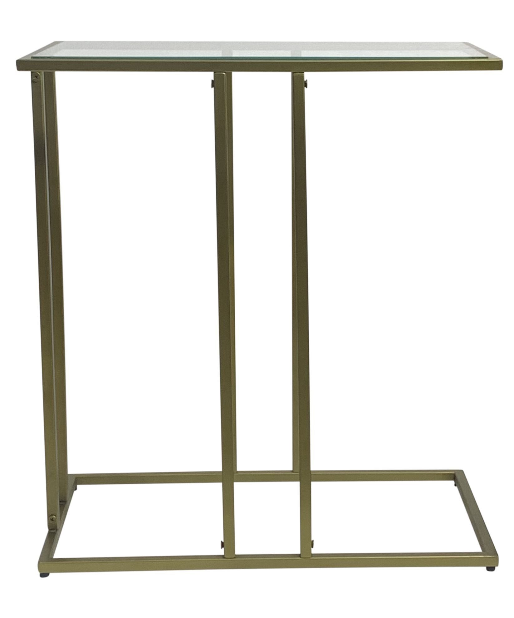 26" Clear and Antiqued Gold Glass and Iron Frame End Table-3