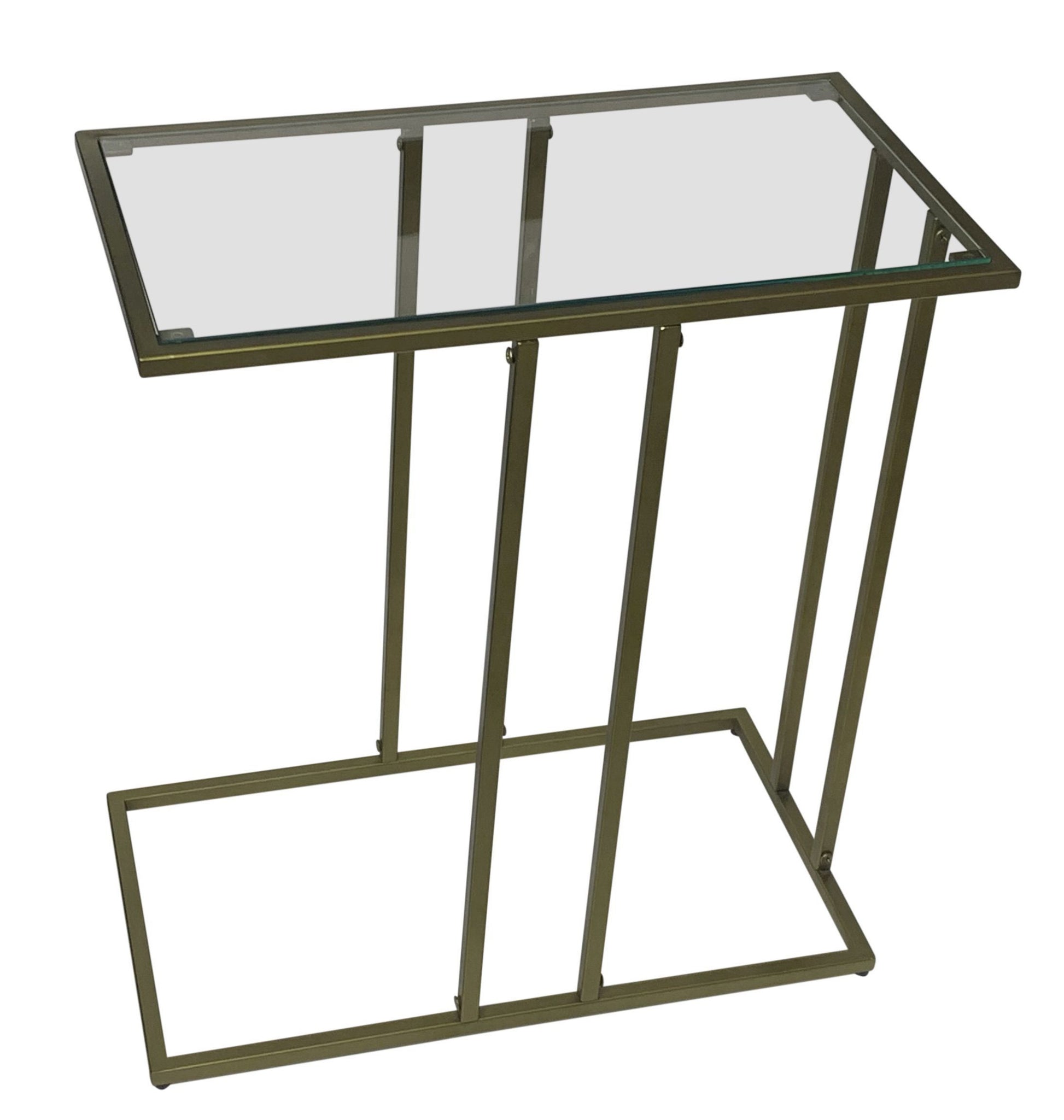 26" Clear and Antiqued Gold Glass and Iron Frame End Table-4