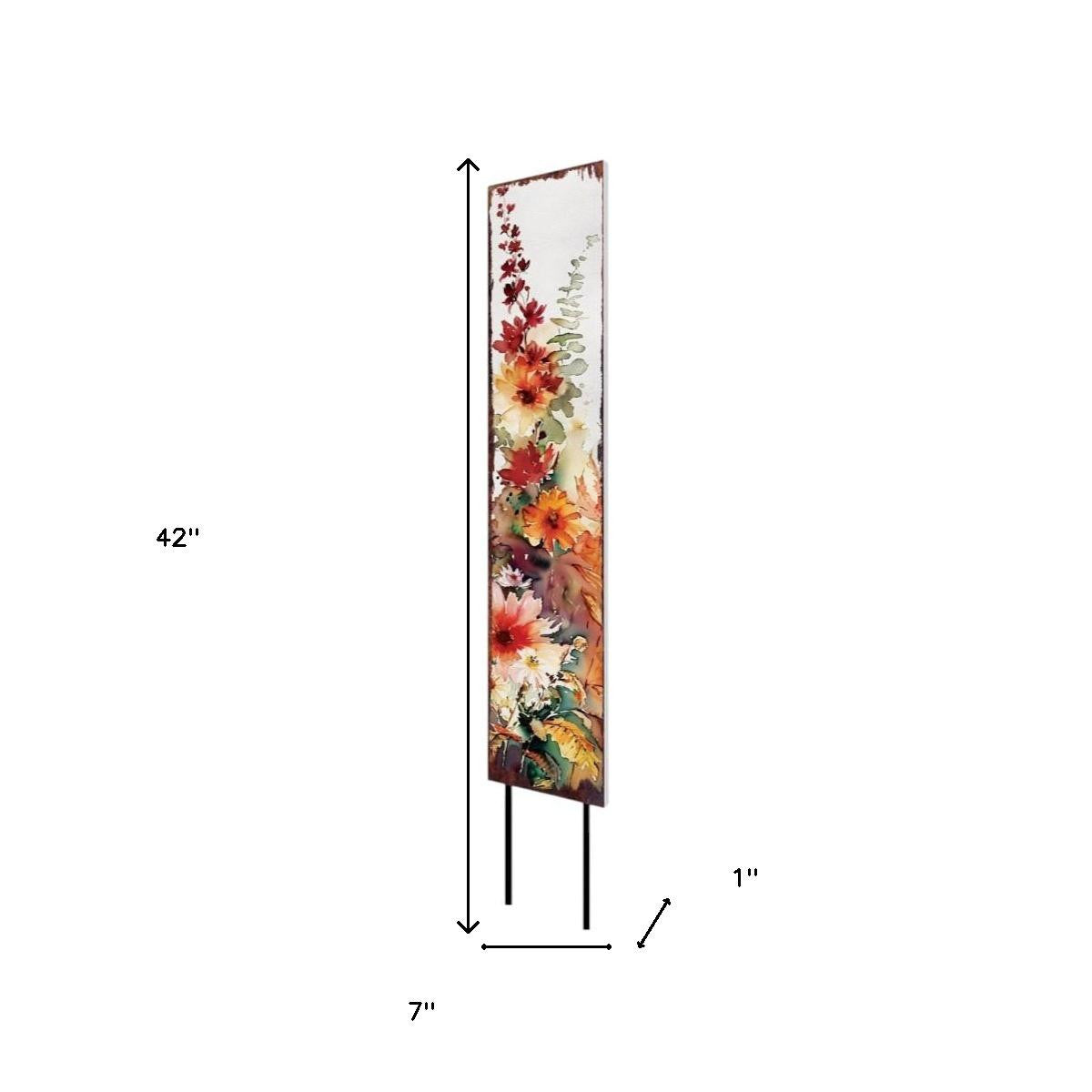 42" White Orange And Brown Solid Wood Garden Stake-4