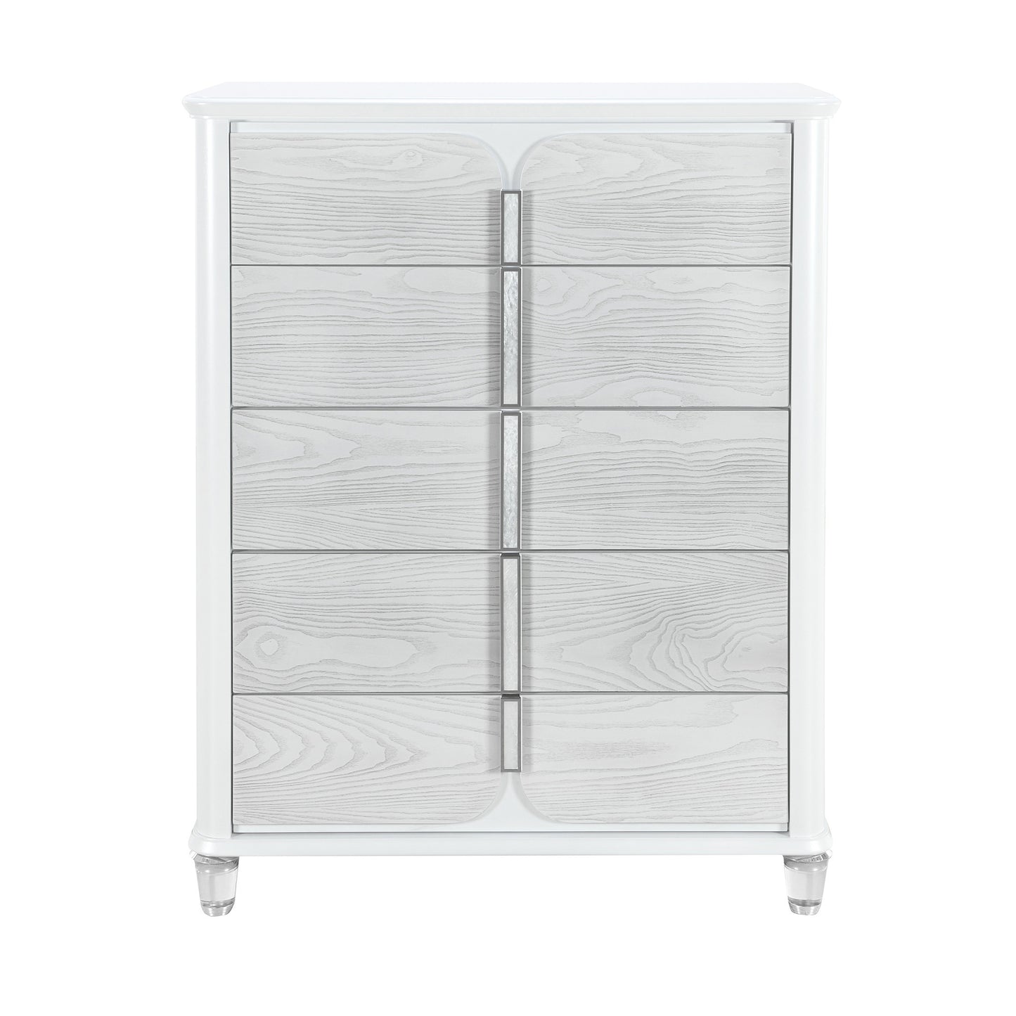 38" Gray And White Wood Five Drawer Dresser-7