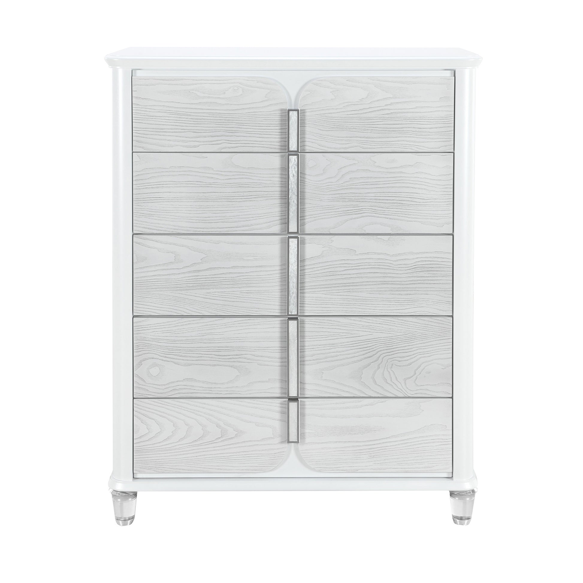 38" Gray And White Wood Five Drawer Dresser-7