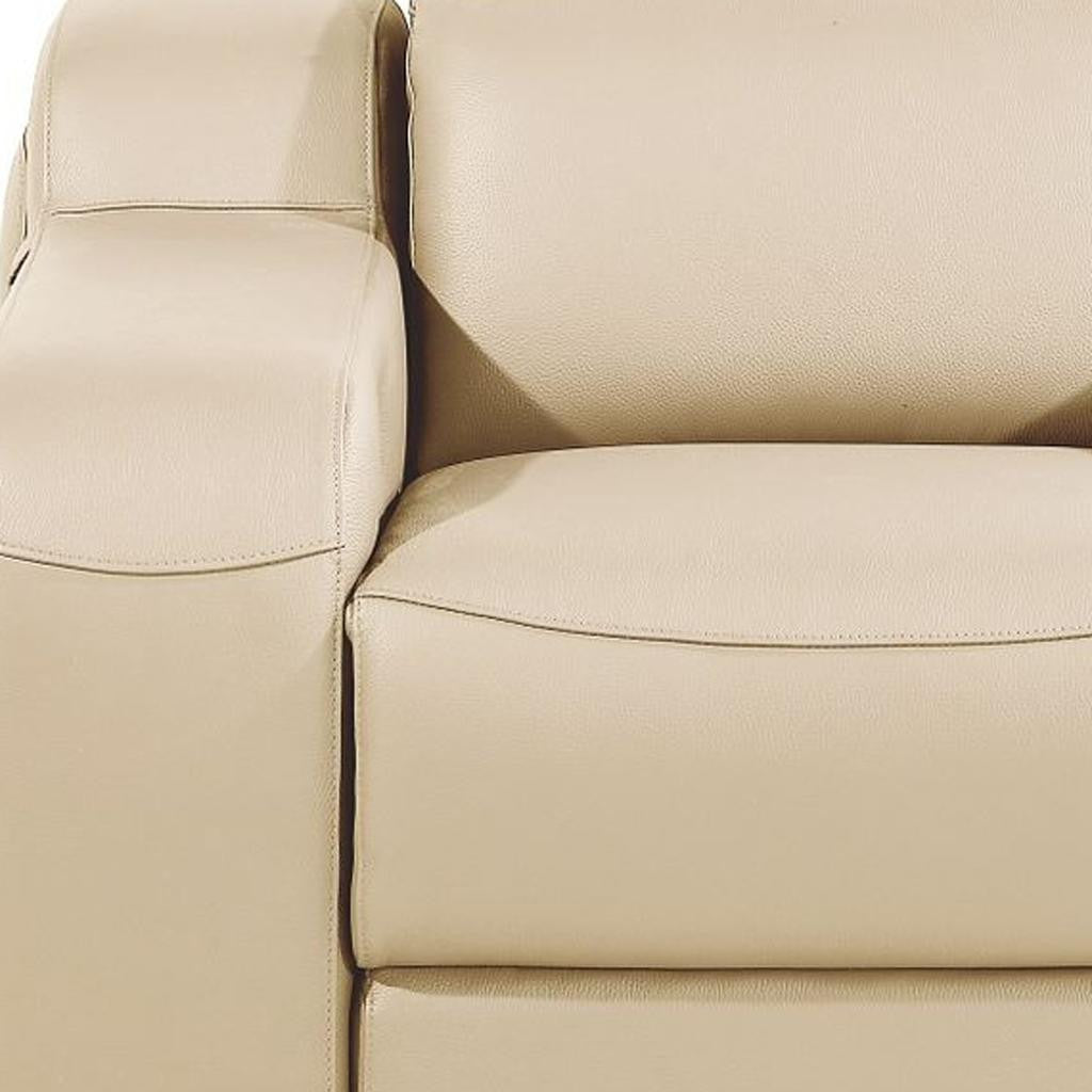 41" Beige Italian Leather Wall Hugger Recliner With USB-7