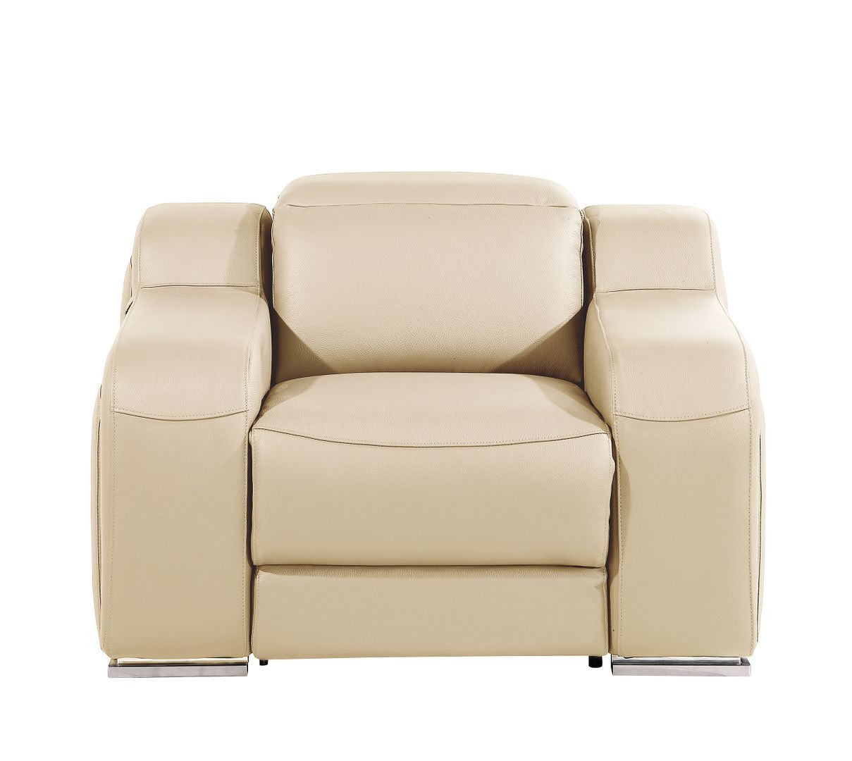 41" Beige Italian Leather Wall Hugger Recliner With USB-1