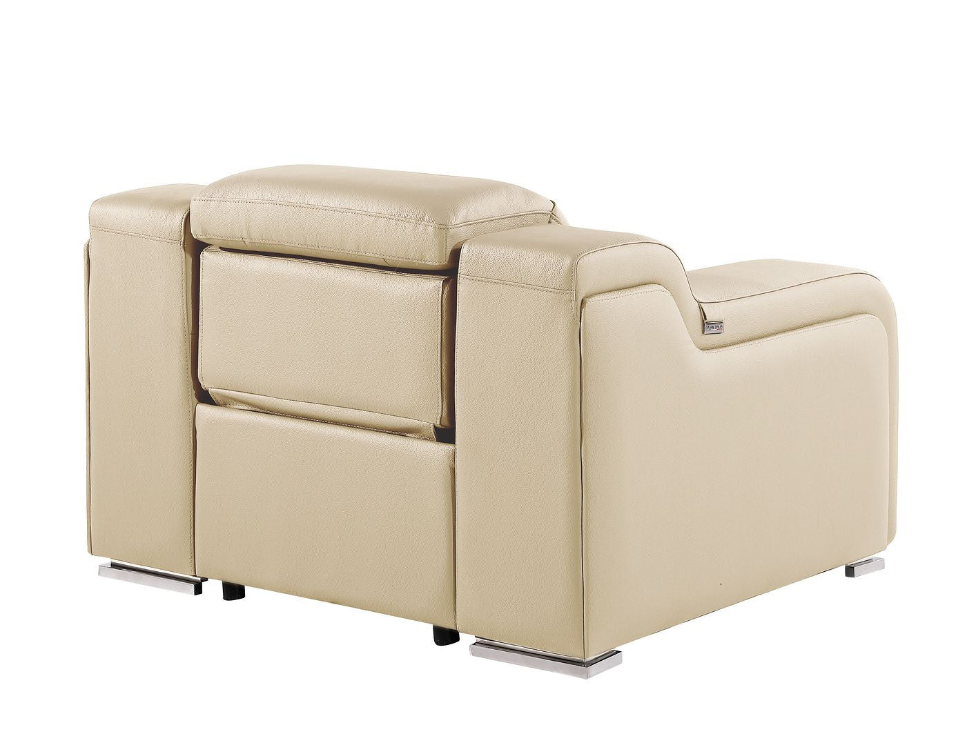 41" Beige Italian Leather Wall Hugger Recliner With USB-3