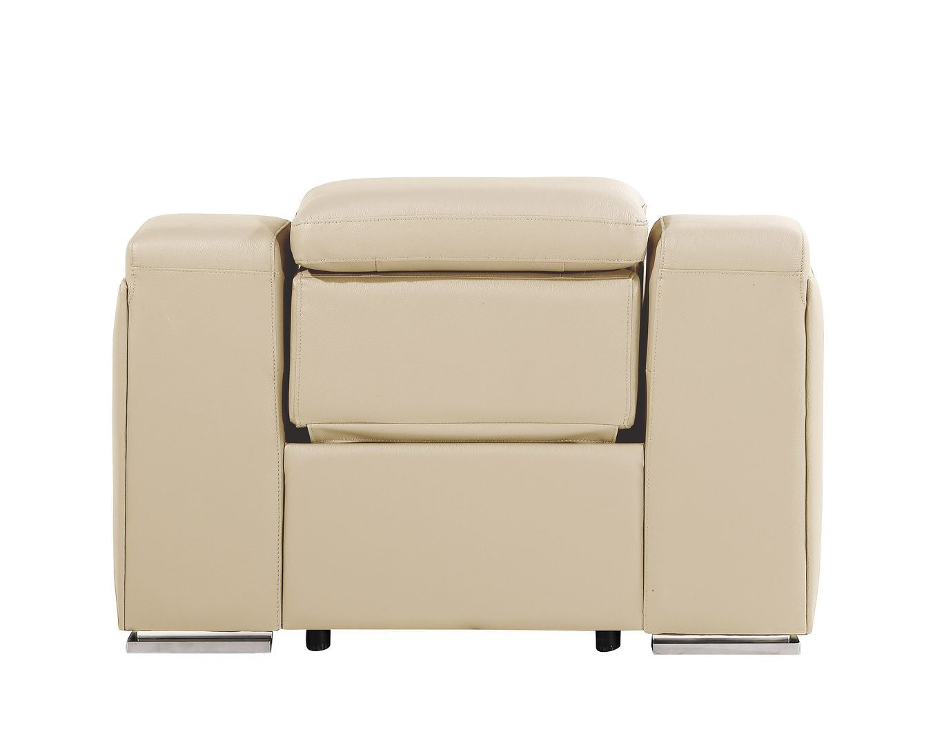 41" Beige Italian Leather Wall Hugger Recliner With USB-4