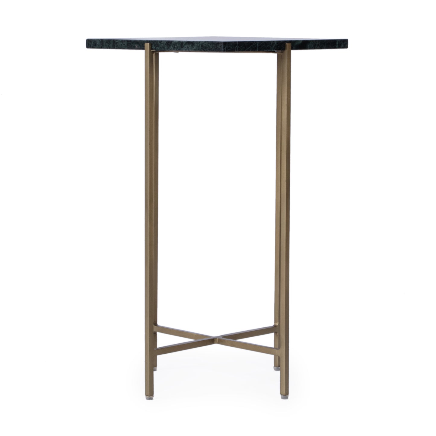 21" Green and Gold Marble and Iron Square End Table-4