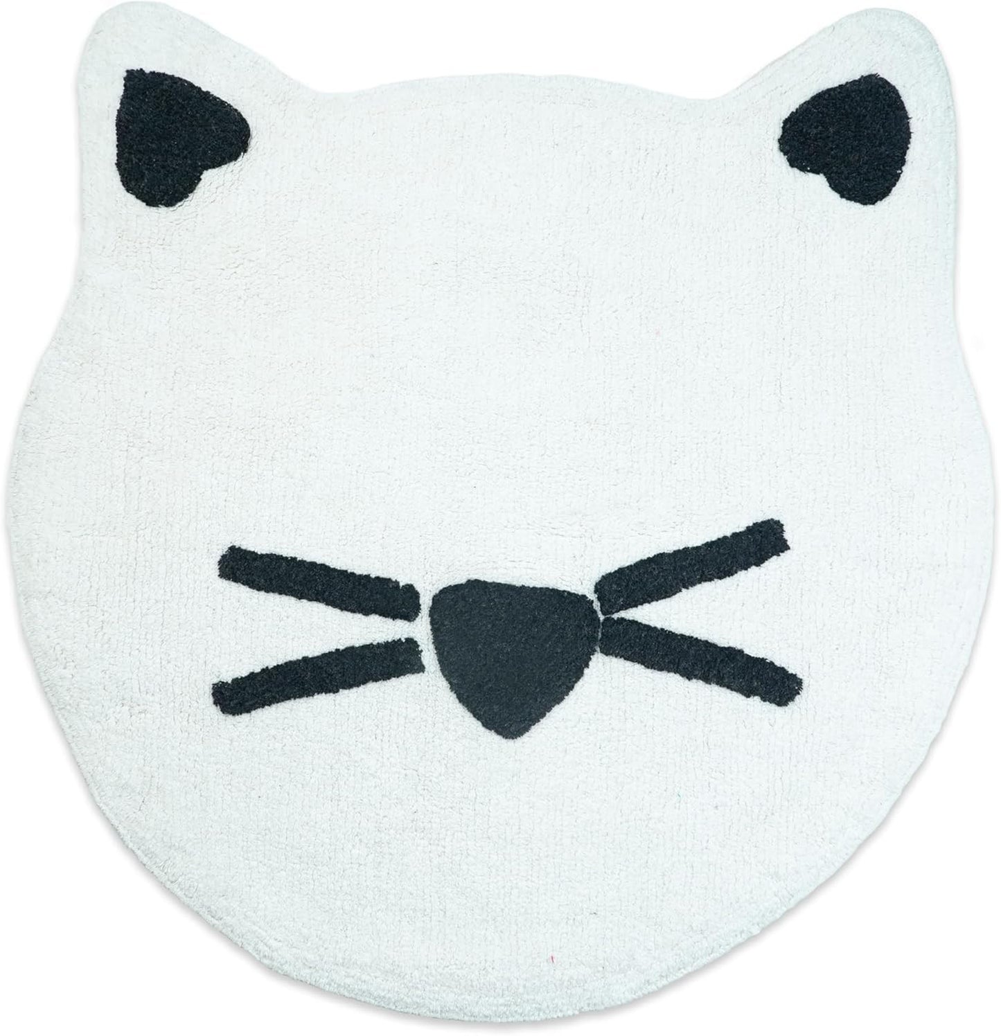 32" Black And White Cotton Cat Shaped Youthful Bath Rug-0