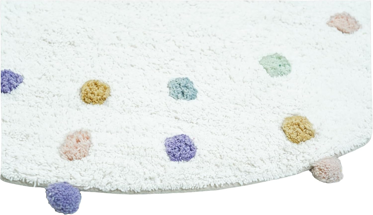 32" Green Purple And White Cotton Round Polka Dots Bath Rug-2