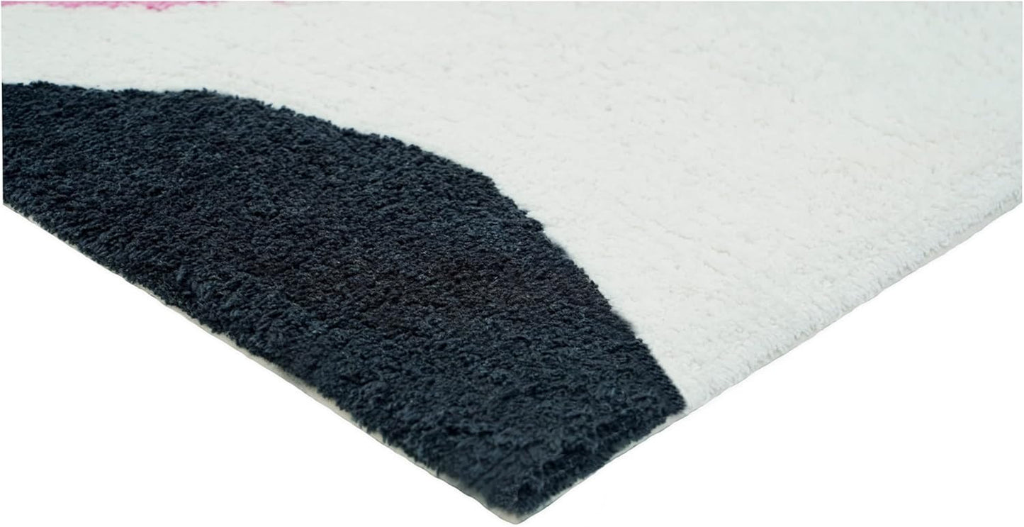 32" White Black And Pink Cotton Cow Youthful Bath Rug-0