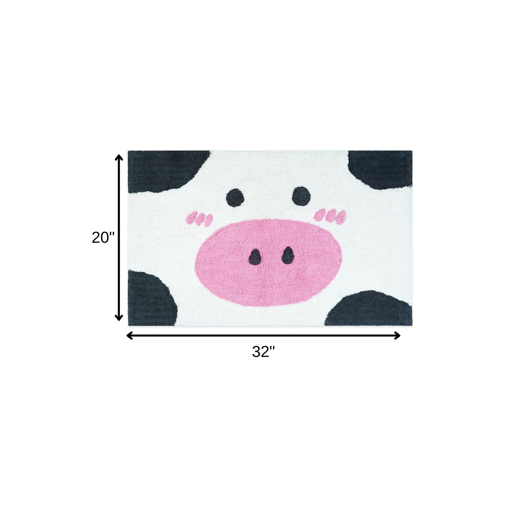 32" White Black And Pink Cotton Cow Youthful Bath Rug-4