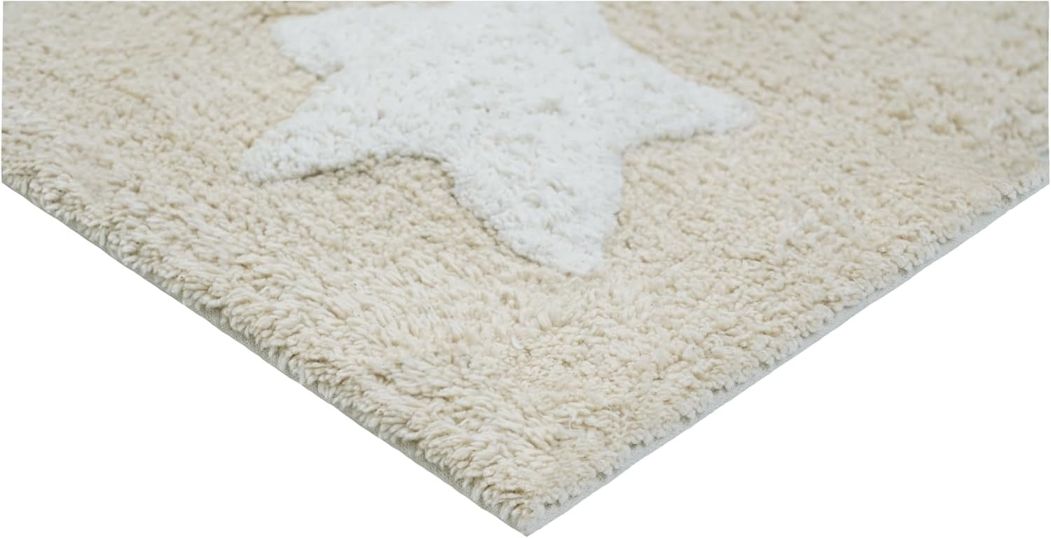 32" White And Beige Cotton Clouds and Stars Youthful Bath Rug-0