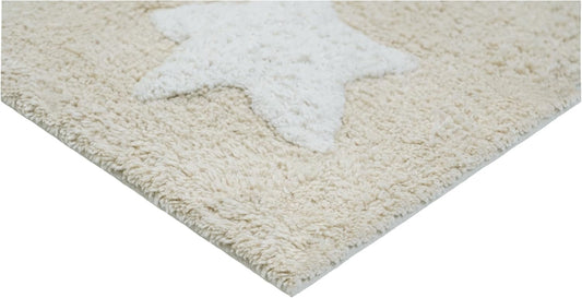 32" White And Beige Cotton Clouds and Stars Youthful Bath Rug-0