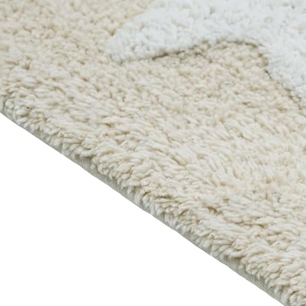 32" White And Beige Cotton Clouds and Stars Youthful Bath Rug-3