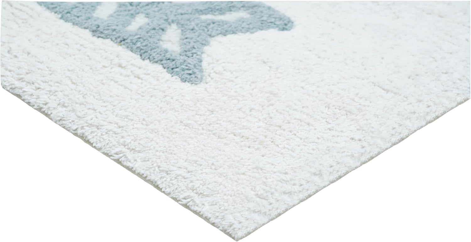 32" White Purple And Green Cotton Be Happy Youthful Bath Rug-2