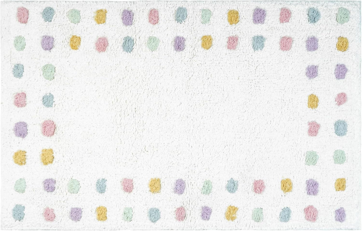 32" White Purple And Pink Cotton Polka Dots Bath Rug-0