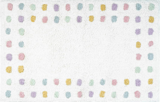 32" White Purple And Pink Cotton Polka Dots Bath Rug-0