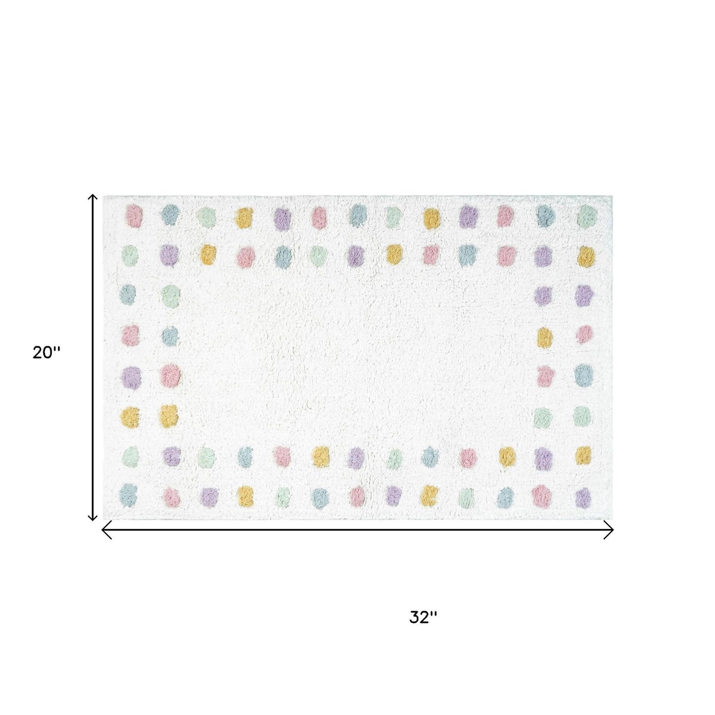 32" White Purple And Pink Cotton Polka Dots Bath Rug-5