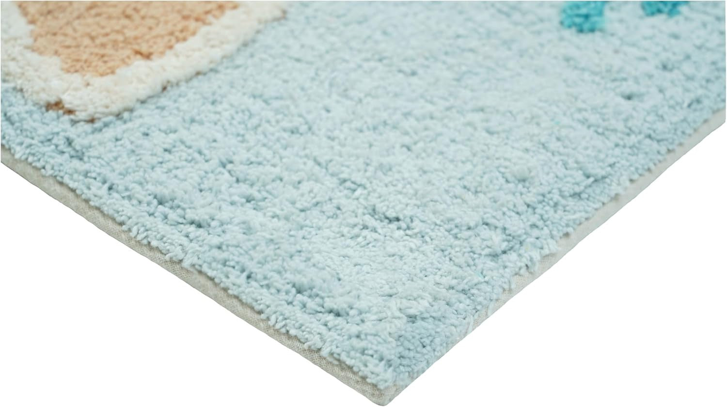 32" Blue Tan And White Cotton Seashells And Coral Bath Rug-2