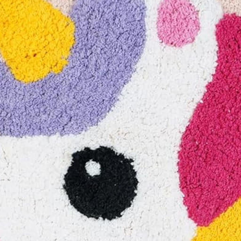 32" Pink And Yellow Cotton Unicorns Youthful Bath Rug-4