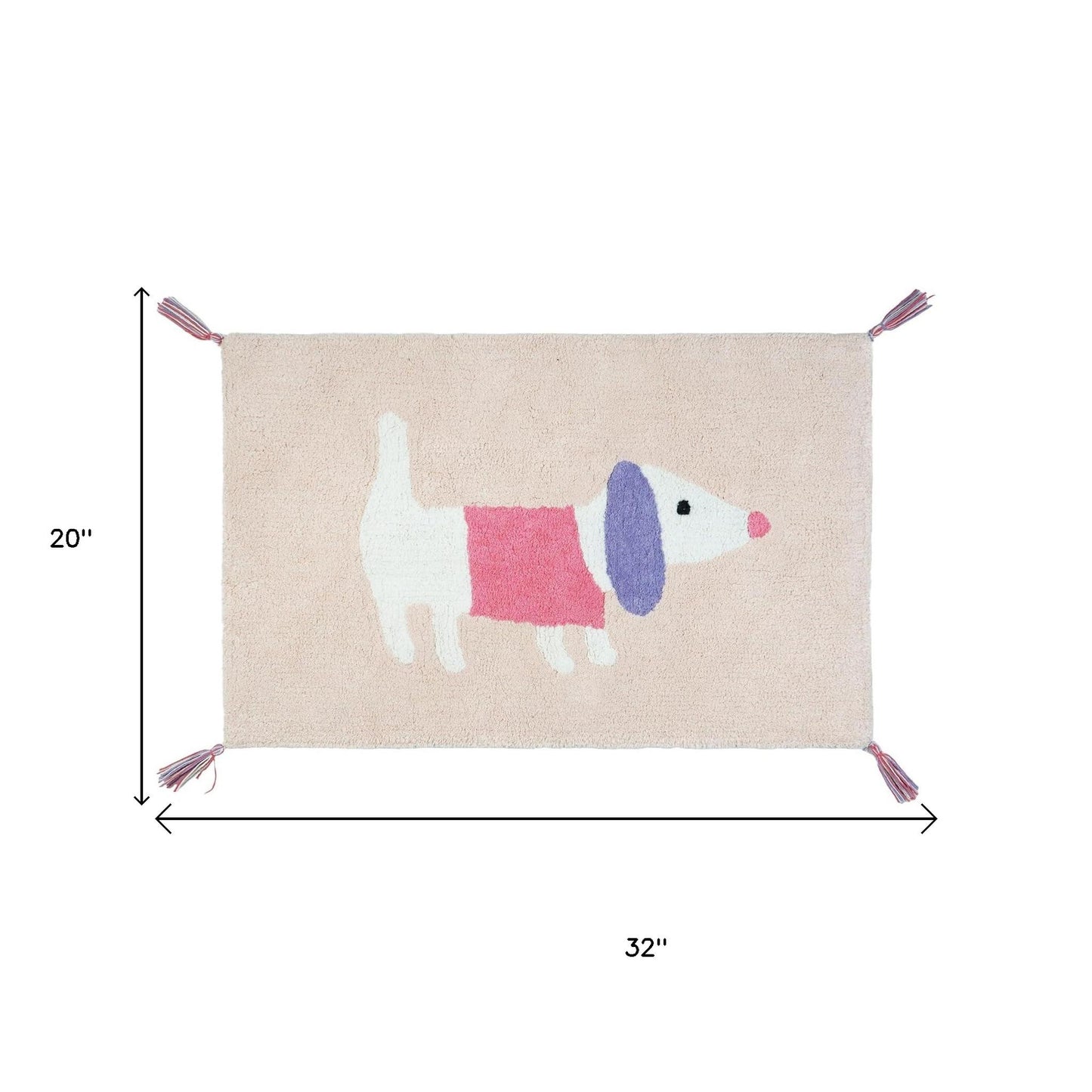 32" Pink And Purple Cotton Dog Youthful Bath Rug-4