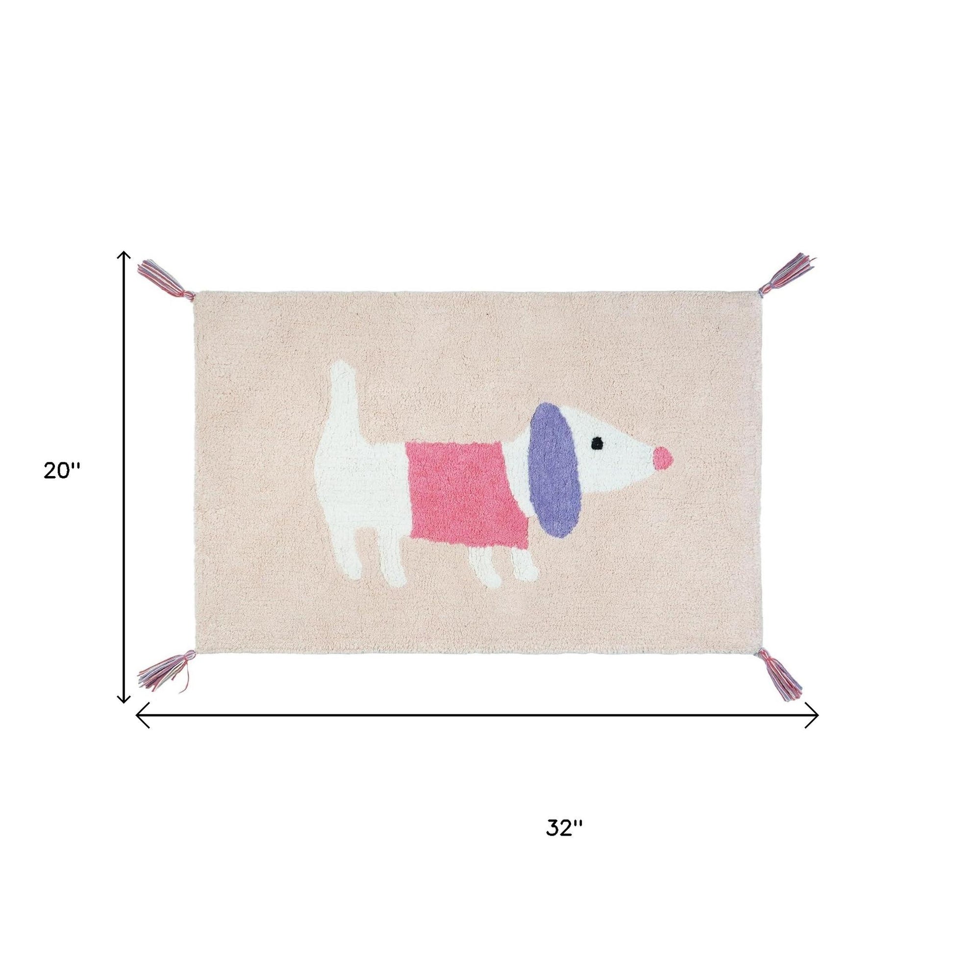 32" Pink And Purple Cotton Dog Youthful Bath Rug-4