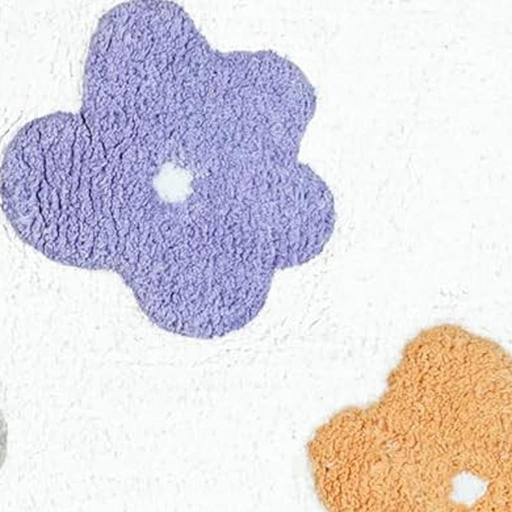 32" Pink And White Cotton Flowers Floral Floral Bath Rug-3