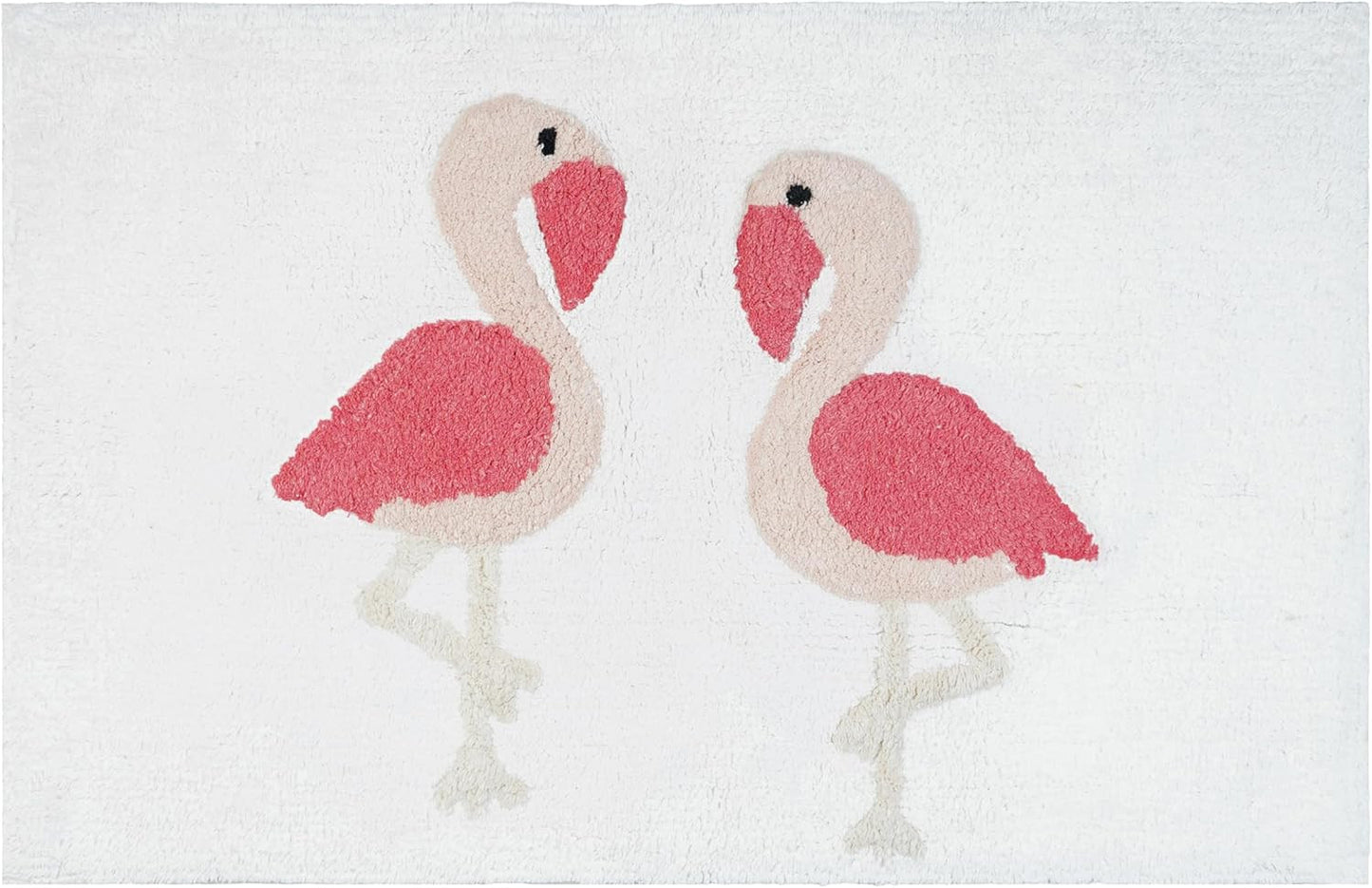 32" Pink And White Cotton Flamingo Bath Rug-1