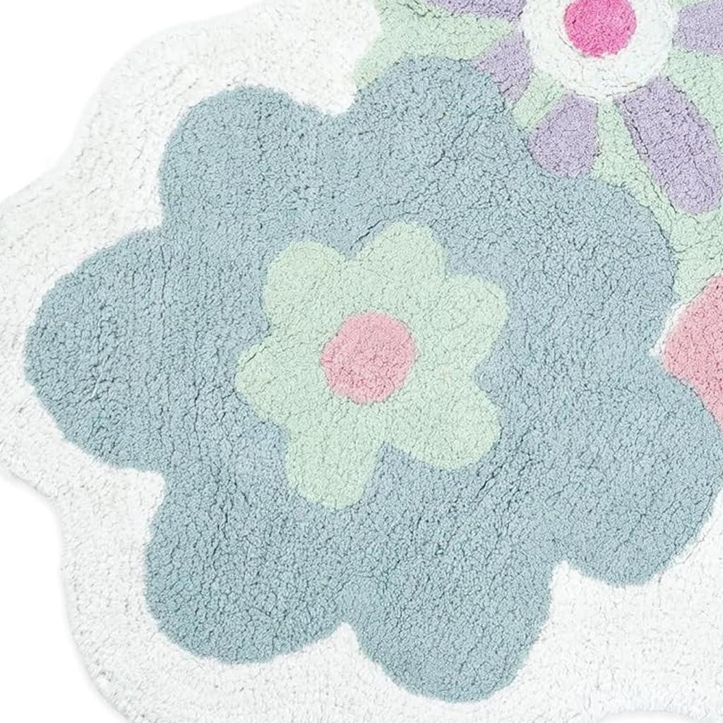 32" Pink And White Cotton Flowers Floral Bath Rug-3