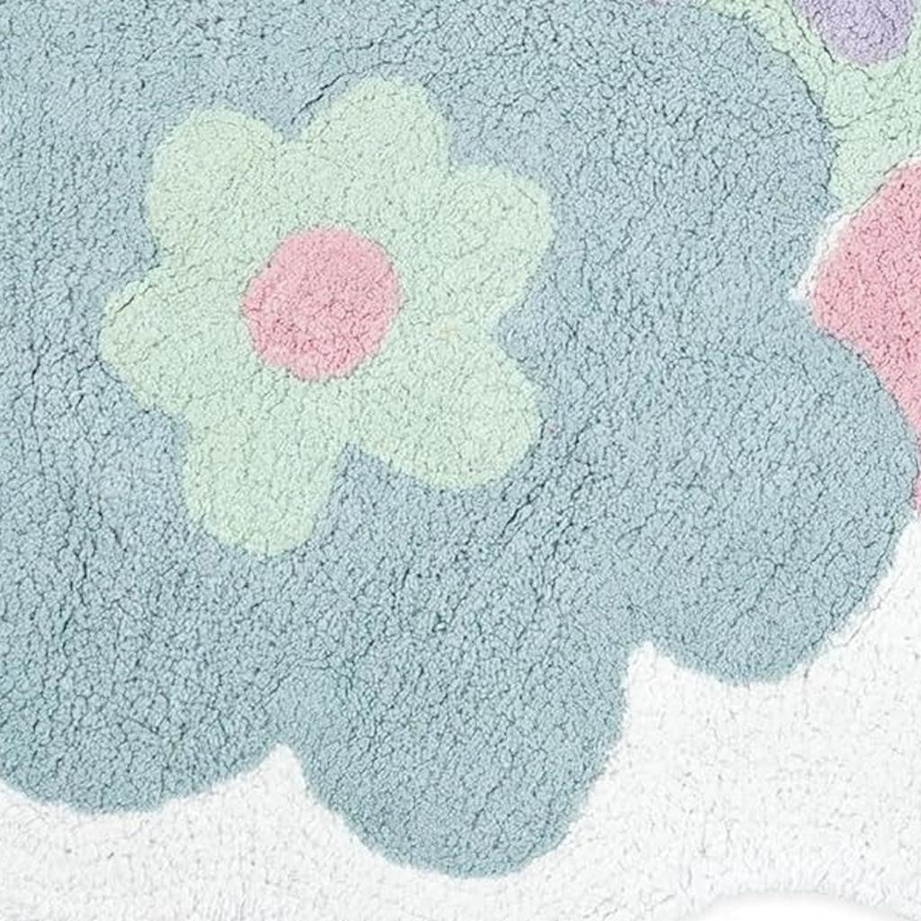 32" Pink And White Cotton Flowers Floral Bath Rug-4