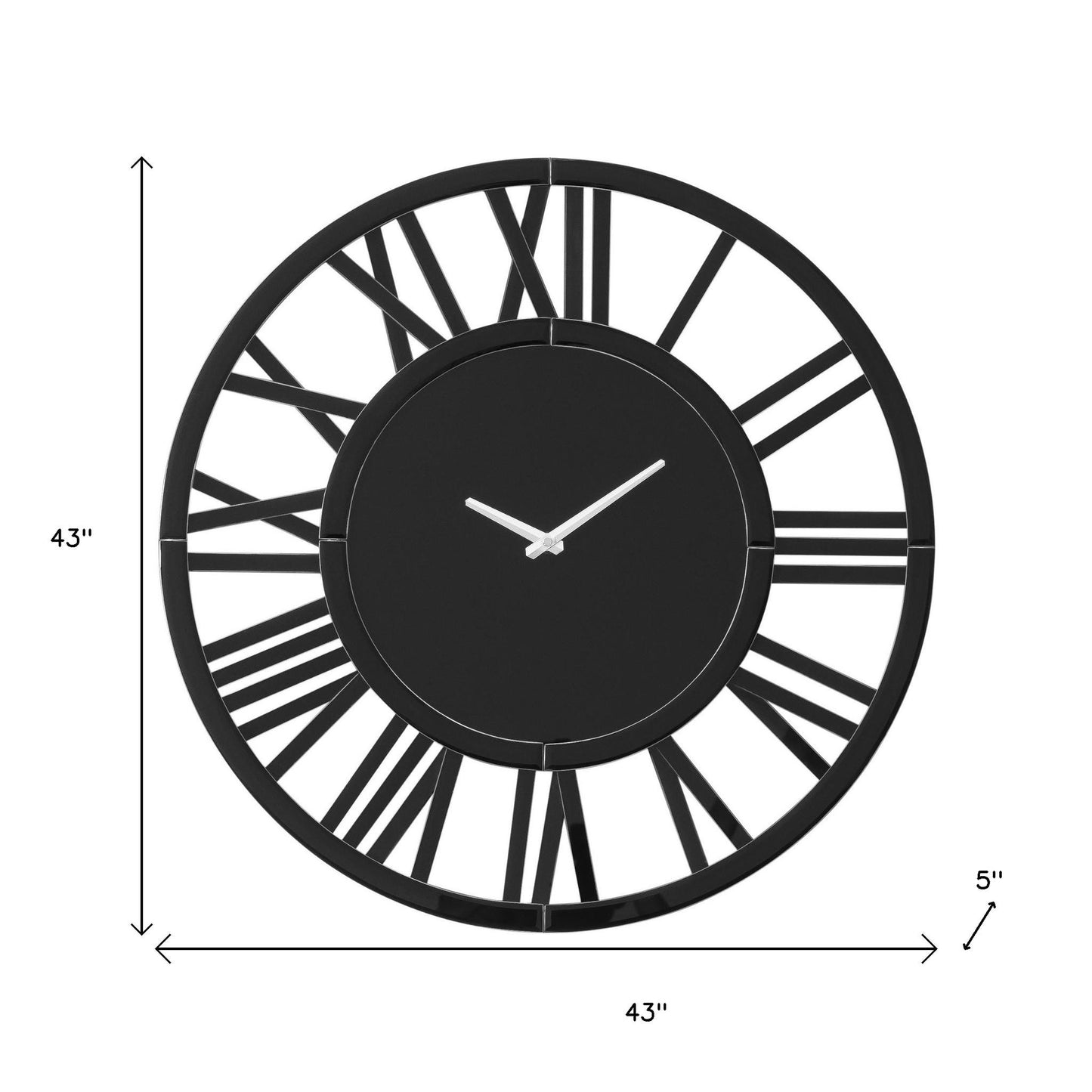 43" Black Mirrored Acrylic Silent Analog Circle Wall Clock-8