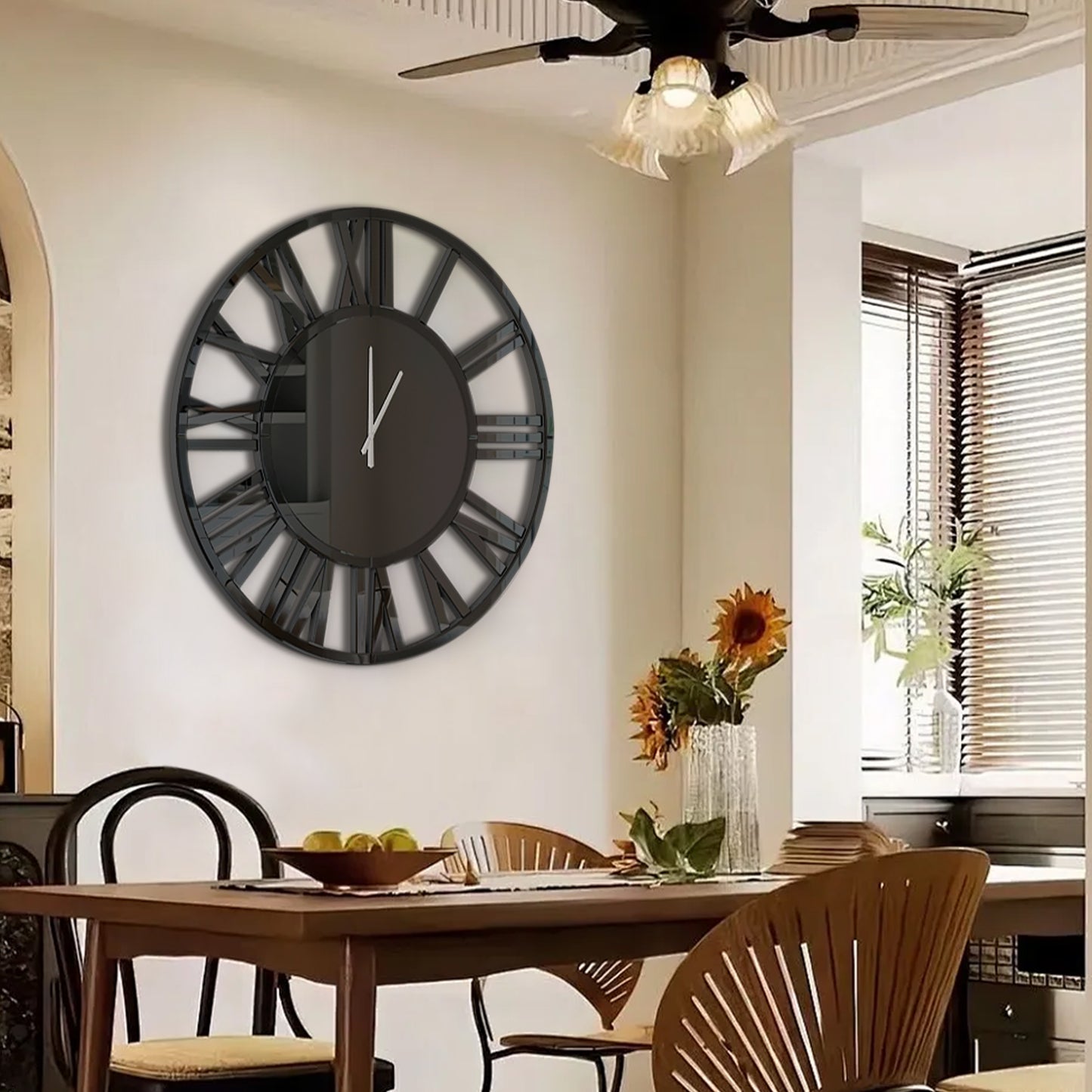 43" Black Mirrored Acrylic Silent Analog Circle Wall Clock-7