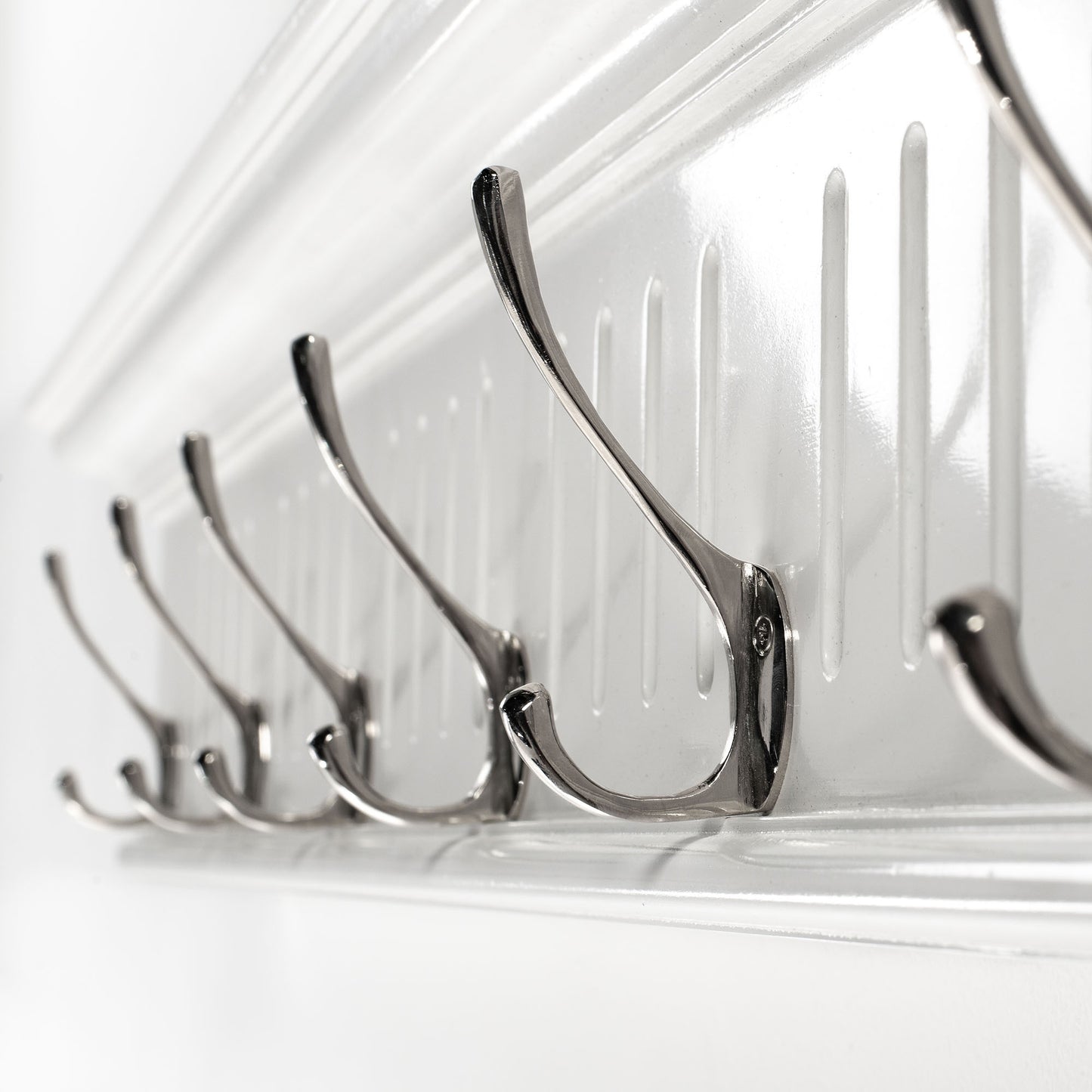 39" White Solid Wood Six Hook Wall Mount Coat Rack-5