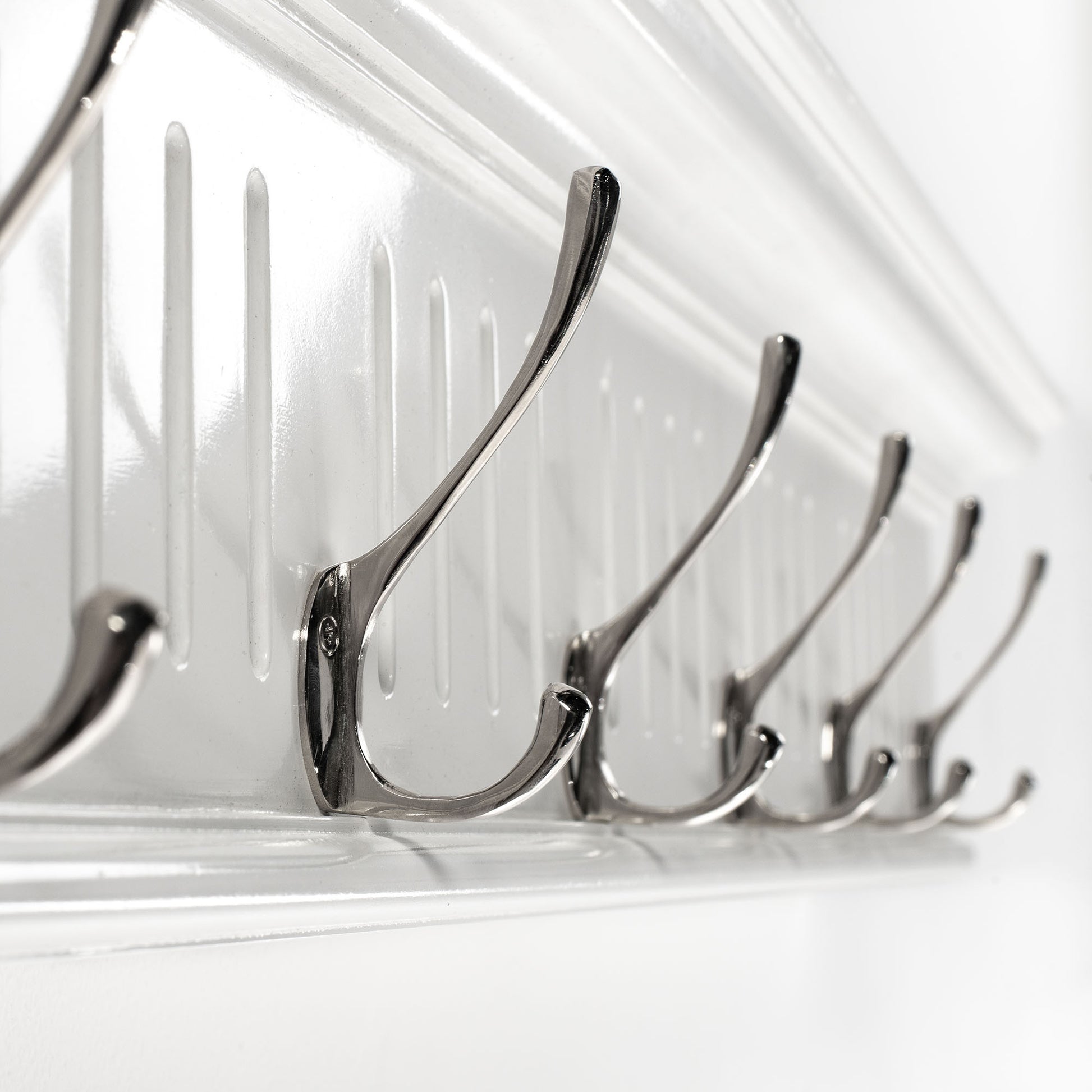 39" White Solid Wood Six Hook Wall Mount Coat Rack-6