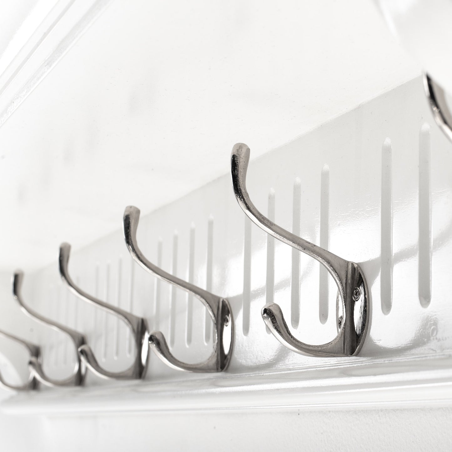 39" White Solid Wood Six Hook Wall Mount Coat Rack-4