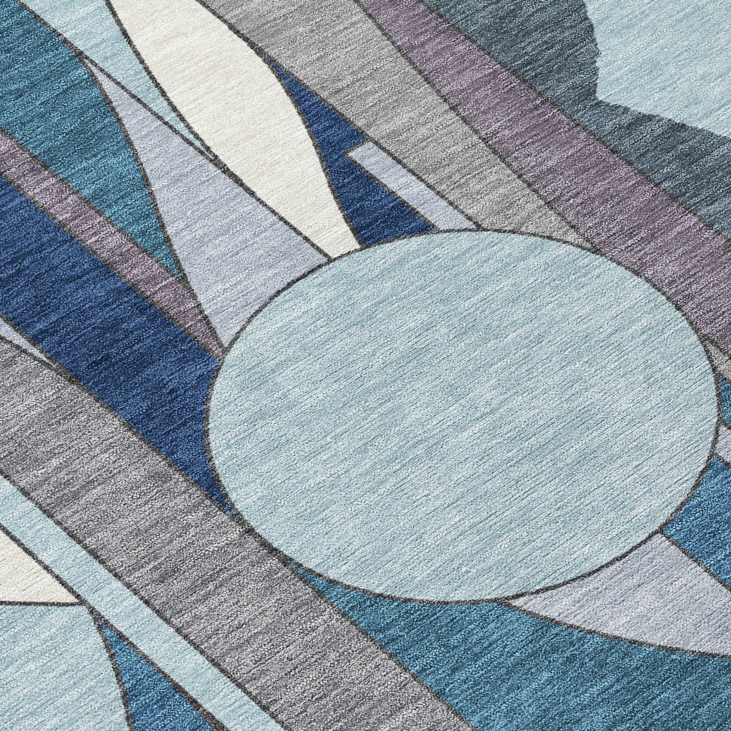 5' X 8' Blue And Ivory Geometric Washable Indoor Outdoor Area Rug