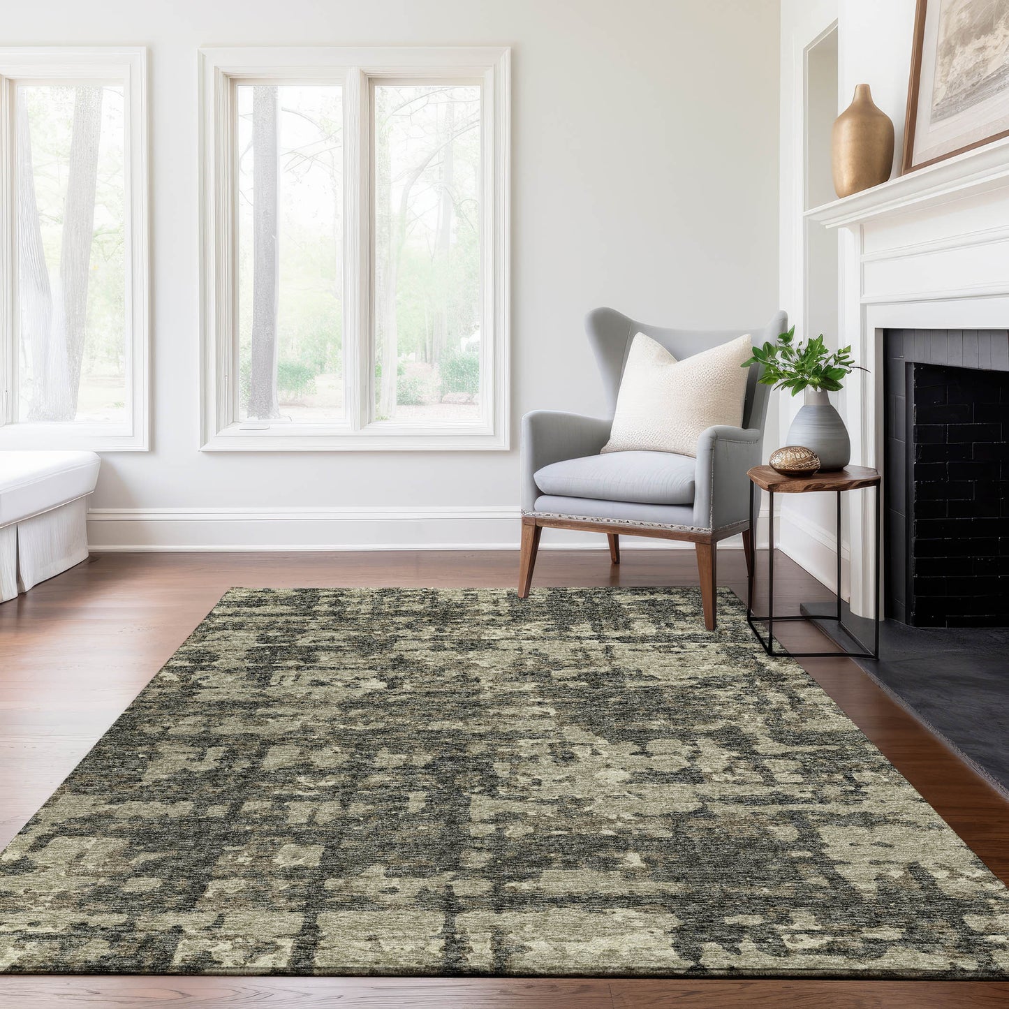 3' X 5' Brown And Beige Abstract Washable Area Rug With UV Protection-5