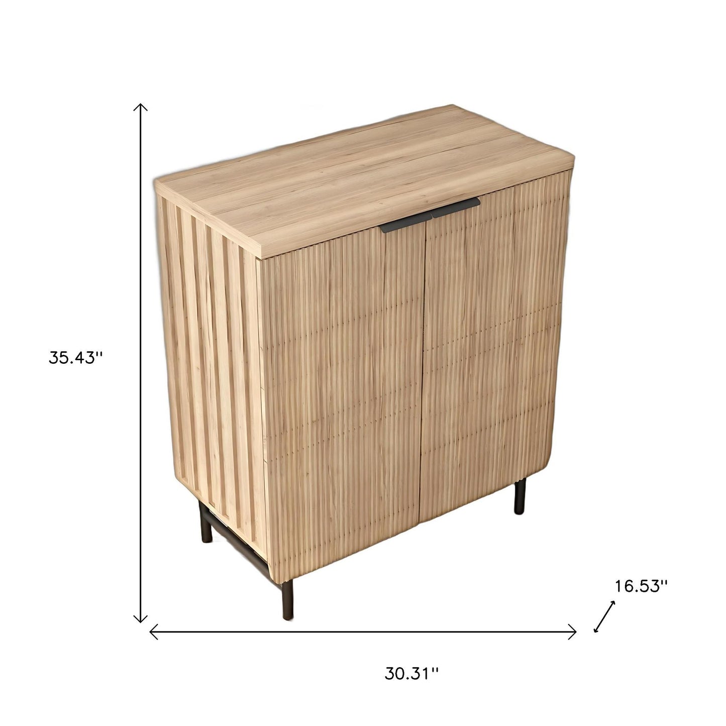 35" Oak Wood Textured Door Accent Cabinet With Two Doors-7