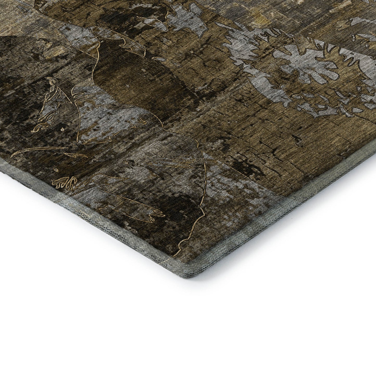8' X 10' Coffee And Gray Abstract Washable Area Rug With UV Protection-8