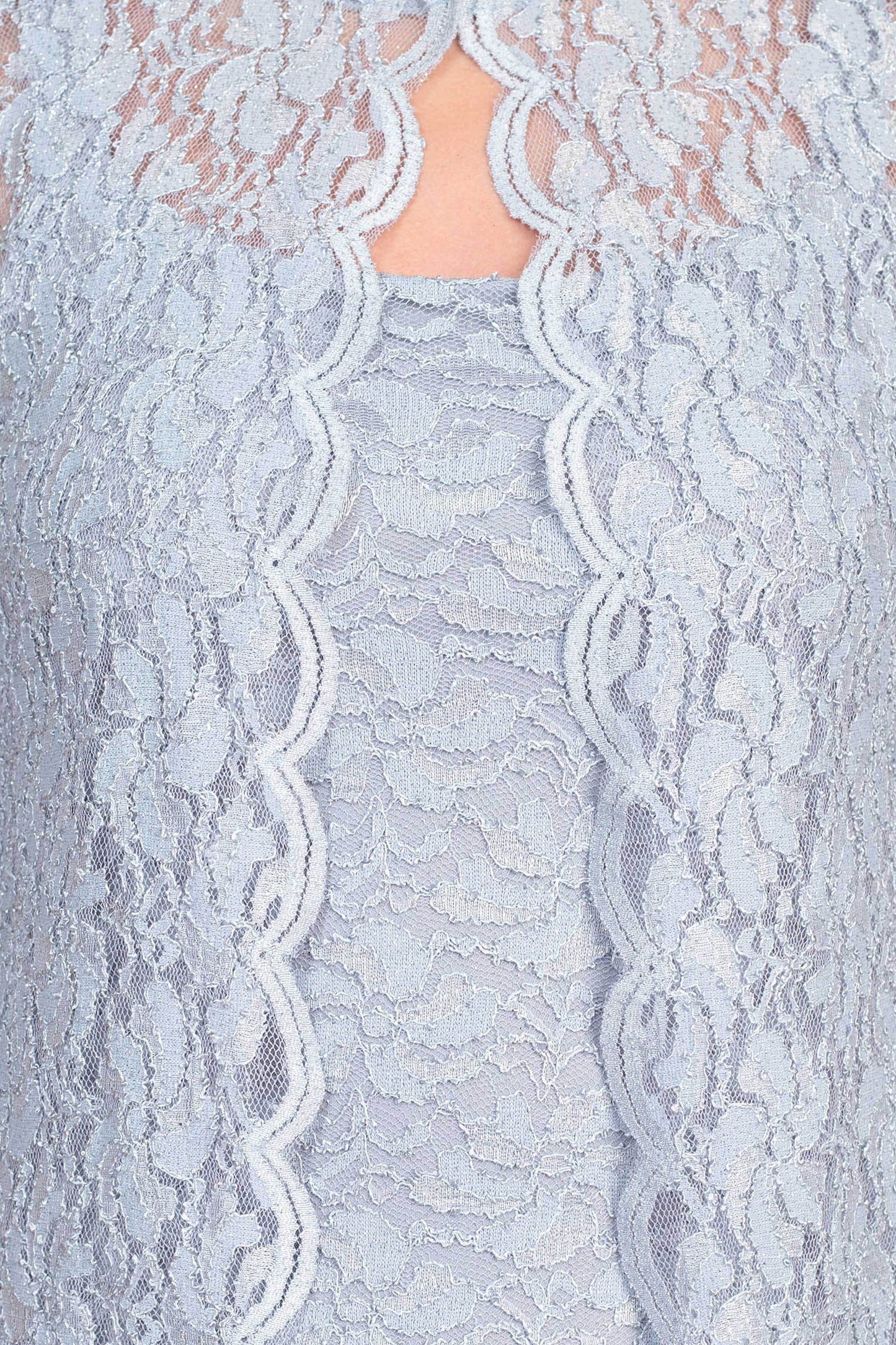 Marina Square Neck Sleeveless Sheath Zipper back with Matching 3/4 Sleeve Jacket Mesh Dress-4