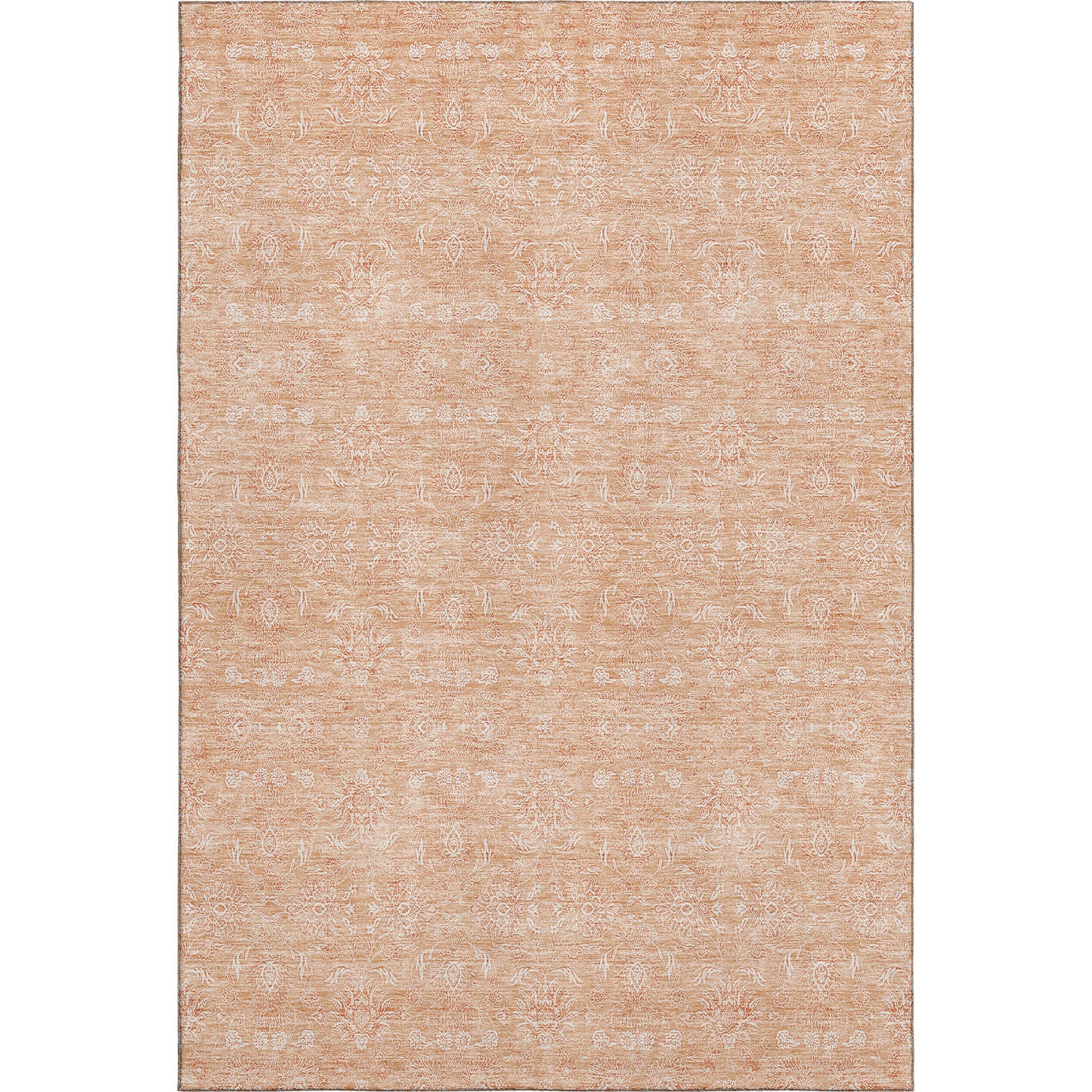 3' X 5' Peach And Ivory Floral Washable Area Rug With UV Protection-6