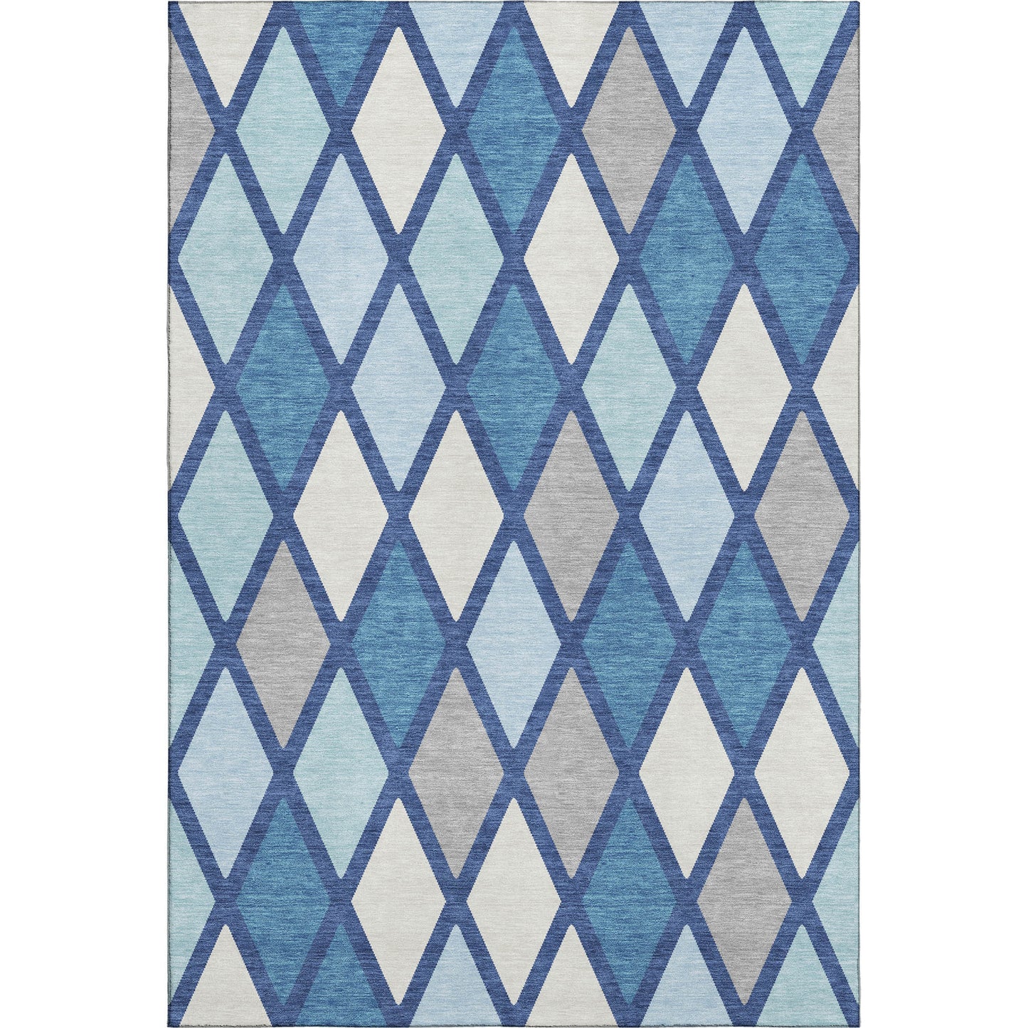 3' X 5' Navy Blue And Ivory Geometric Washable Area Rug With UV Protection-0