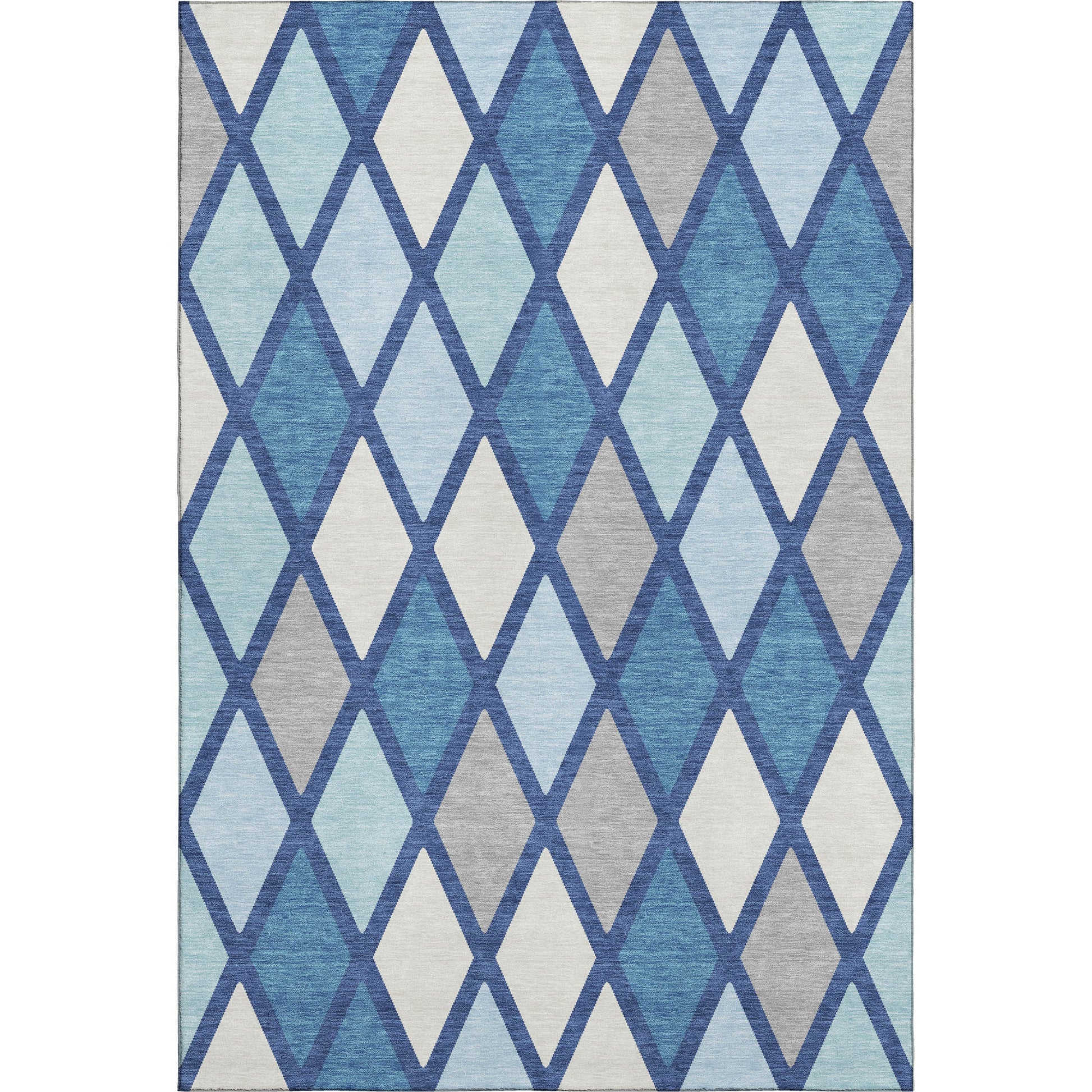 3' X 5' Navy Blue And Ivory Geometric Washable Area Rug With UV Protection-0